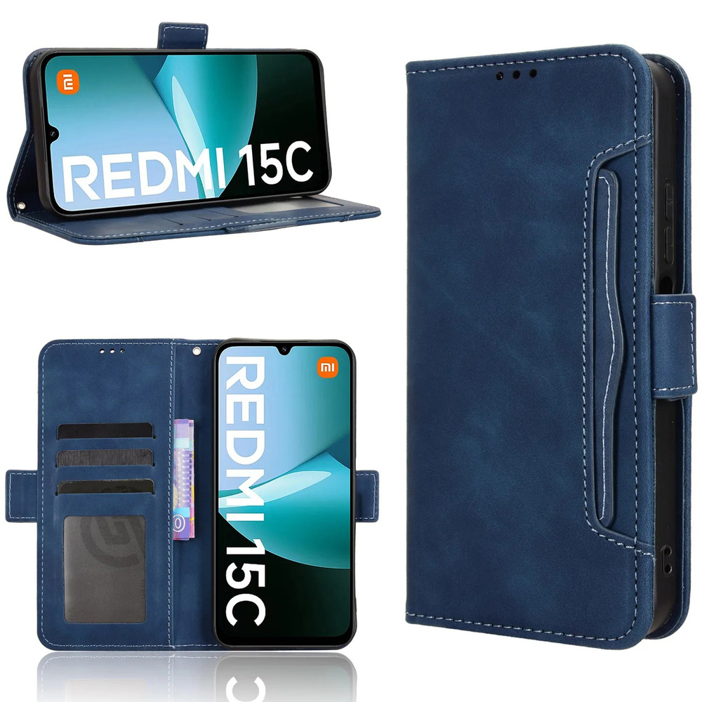 Klapphülle Für Xiaomi Redmi 15c 4g/lte, Kartenfach, Marineblau