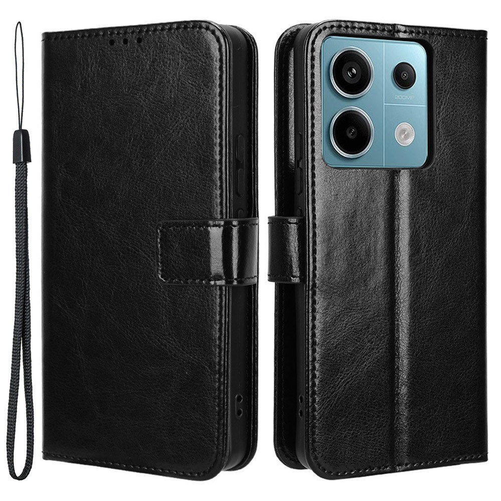 Klapphülle Für Xiaomi Redmi Note 13 Pro 5g, Crazy Horse Wallet, Schwarz
