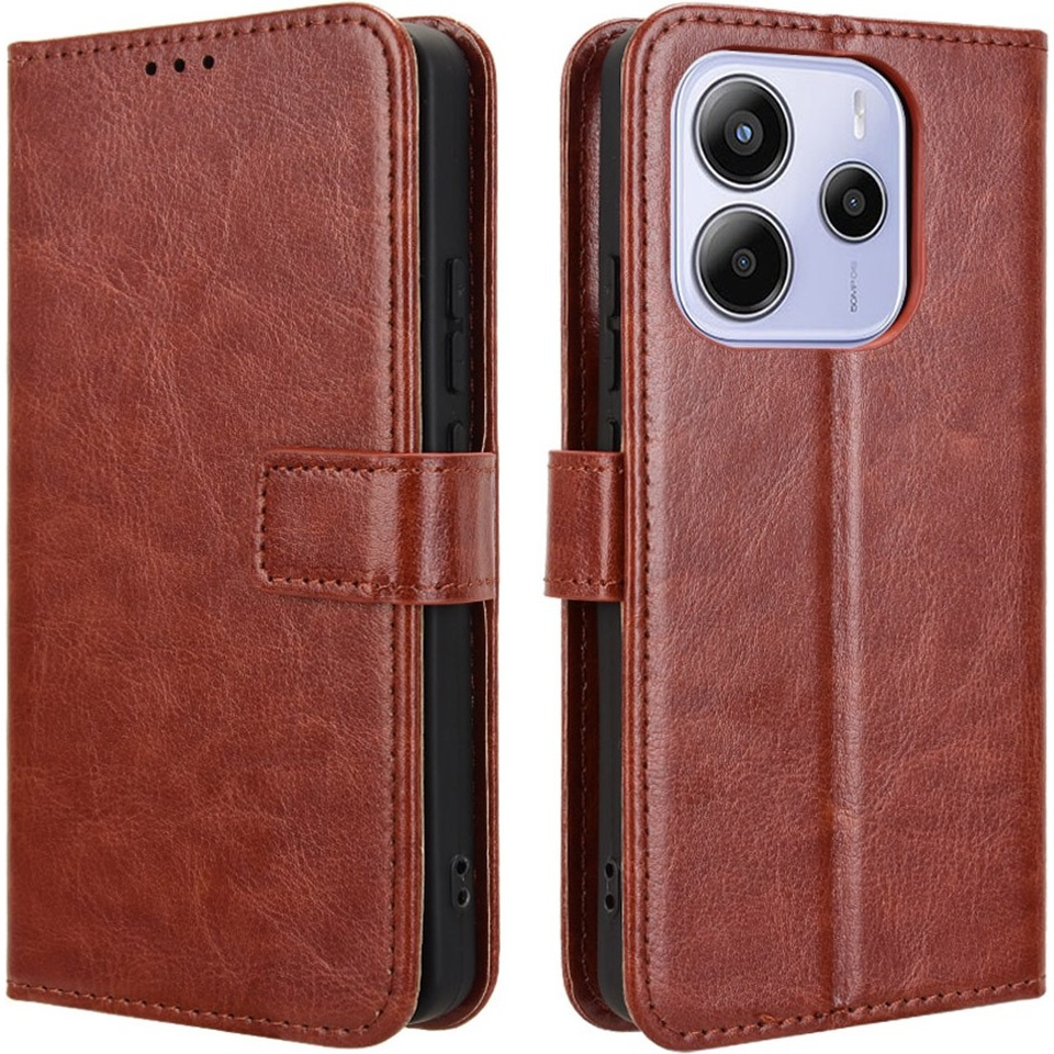 Klapphülle Für Xiaomi Redmi Note 14 4g, Crazy Horse Wallet, Braun