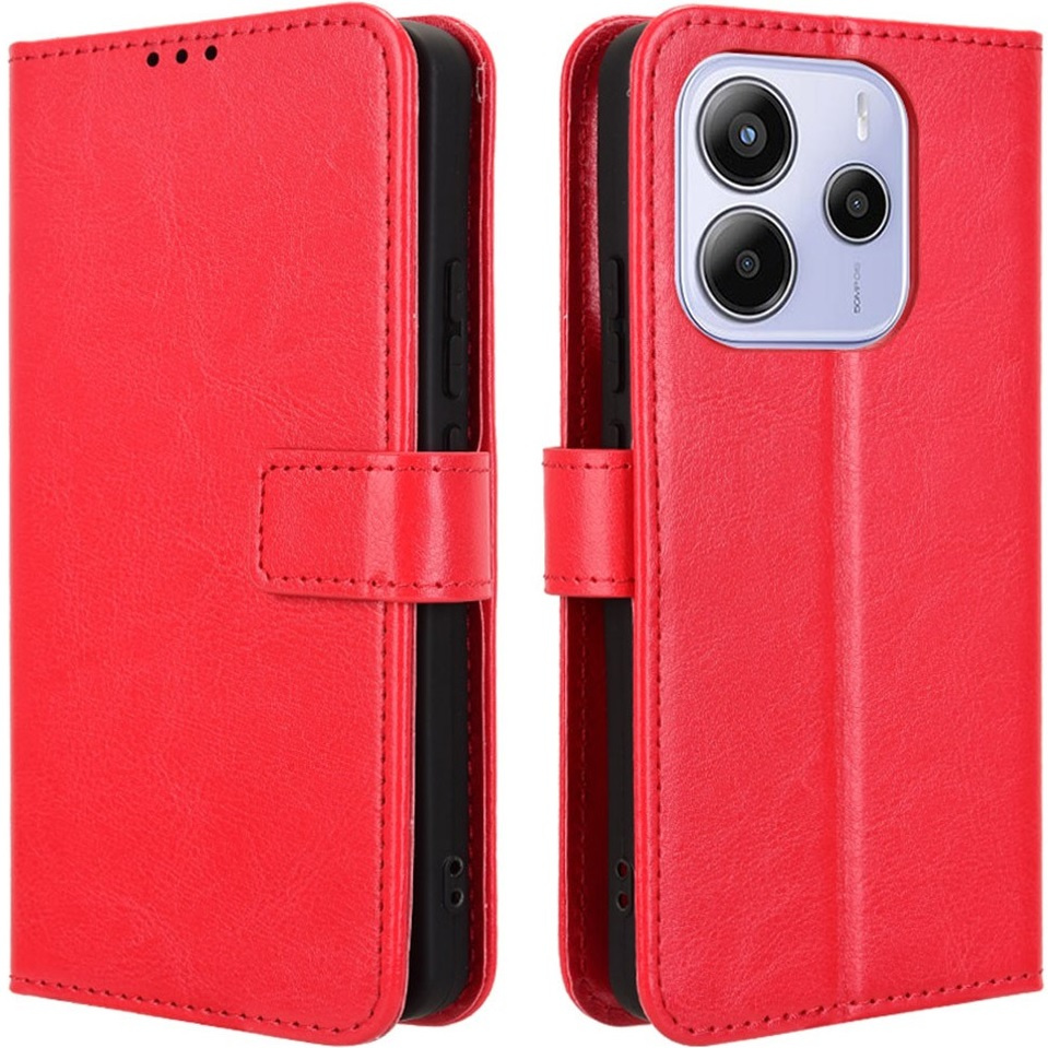 Klapphülle Für Xiaomi Redmi Note 14 4g, Crazy Horse Wallet, Rot