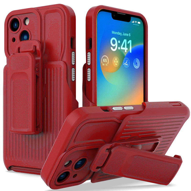 Gürtelclip-schutzhülle Für Iphone 14, Mit Clip, Rot