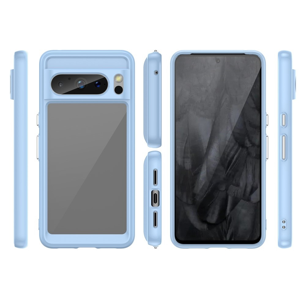 Google Pixel 8 Pro Fusion Hybrid-hülle, Transparent/blau