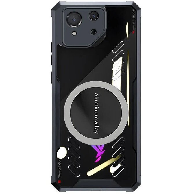 Schutzhülle Für Asus Rog Phone 8 Pro, Mit Magnetplatte, Transparent/schwarz