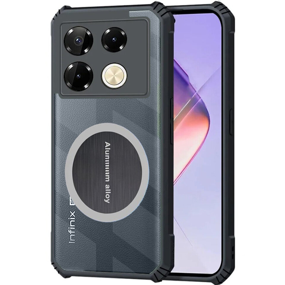 Schutzhülle Für Infinix Note 40 Pro Plus, Mit Magnetplatte, Transparent/schwarz