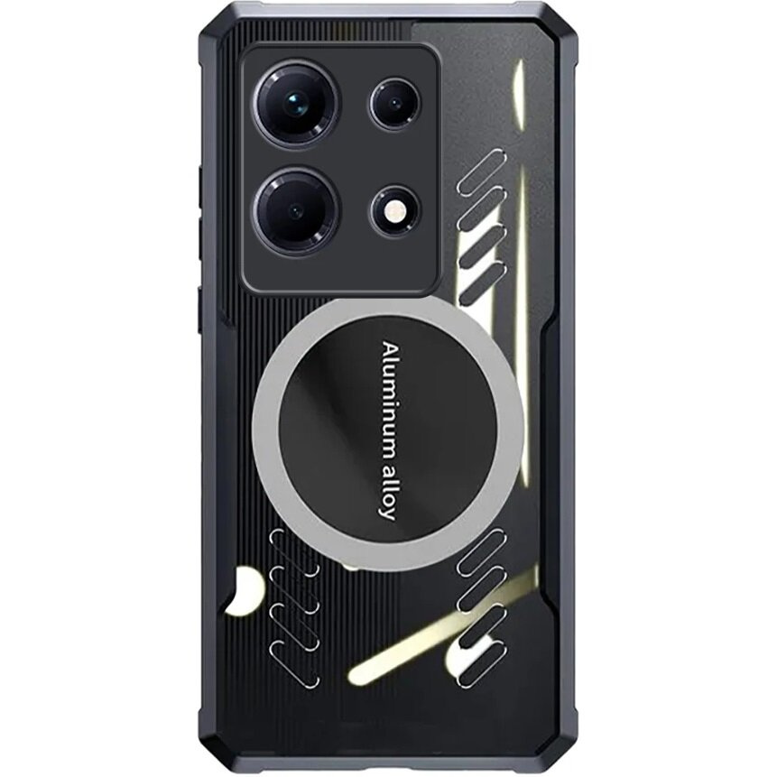 Schutzhülle Für Infinix Note 40 Pro, Mit Magnetplatte, Transparent/schwarz