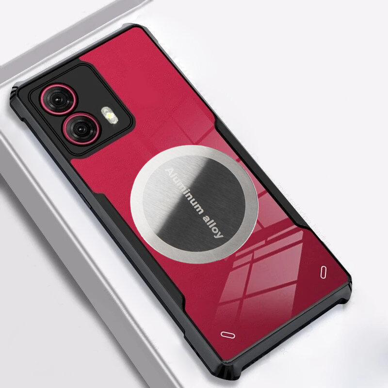 Schutzhülle Für Motorola Edge 50 Fusion 5g, Mit Magnetplatte, Transparent/schwarz