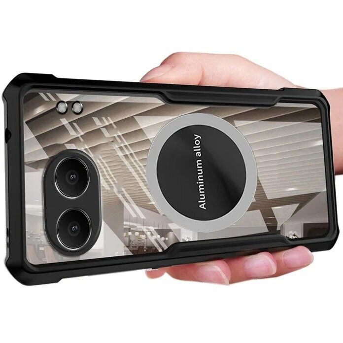 Schutzhülle Für Oneplus Nord 4, Mit Magnetplatte, Transparent/schwarz