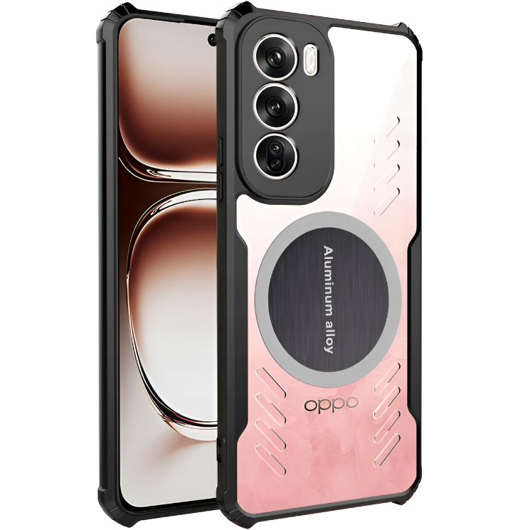 Schutzhülle Für Oppo Reno 12 Pro, Mit Magnetplatte, Transparent/schwarz