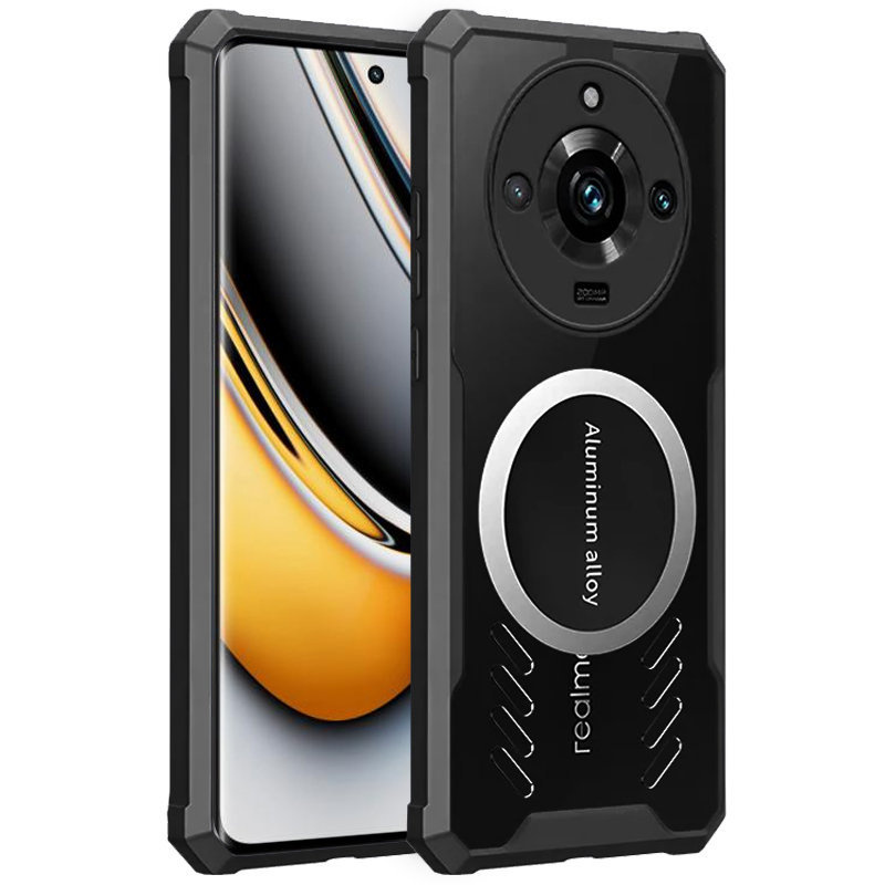 Hülle Für Realme 11 Pro / 11 Pro+, Mit Magnetplatte, Schwarz / Transparent