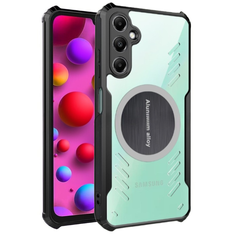 Schutzhülle Für Samsung Galaxy M15 5g, Mit Magnetplatte, Transparent/schwarz