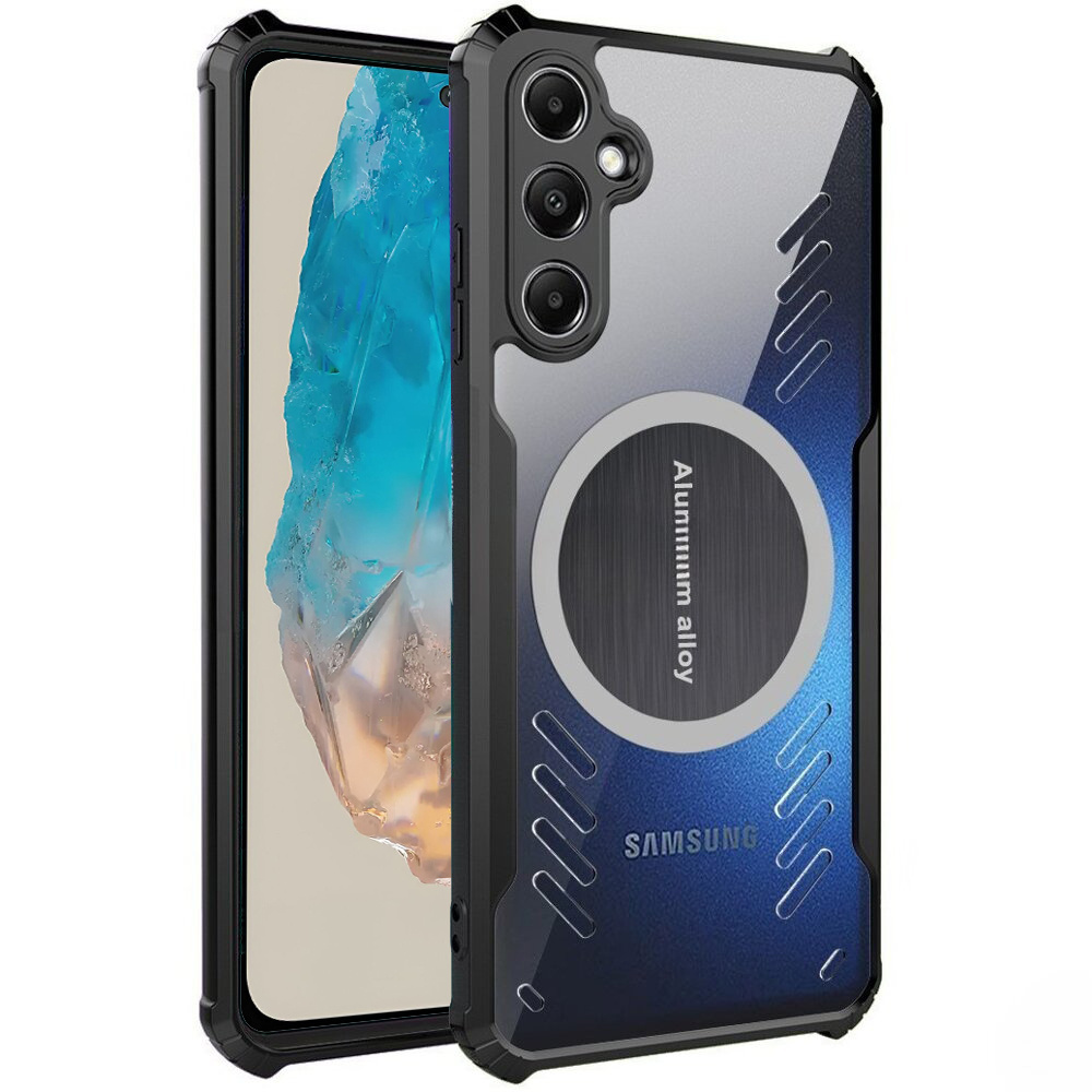 Schutzhülle Für Samsung Galaxy M35, Mit Magnetplatte, Transparent/schwarz