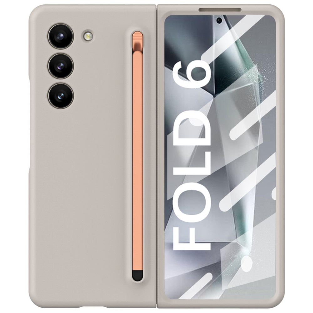 Samsung Galaxy Z Fold6 5g Hülle Mit Glas Und Stift, Grau/rosa