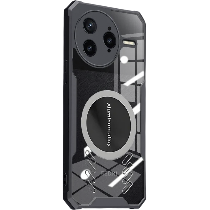 Schutzhülle Für Xiaomi Poco F7 Ultra, Mit Magnetplatte, Transparent/schwarz