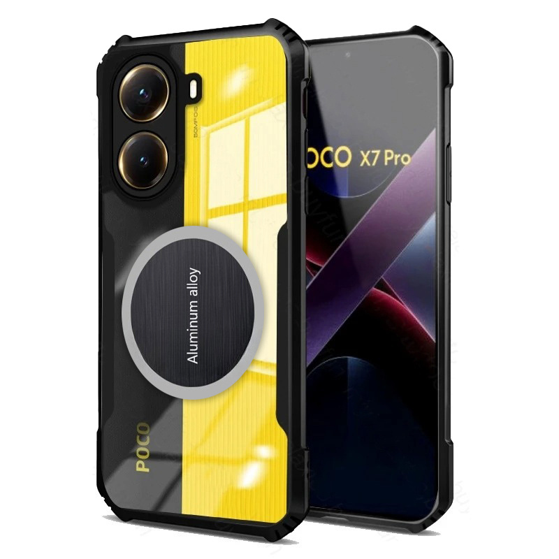 Schutzhülle Für Xiaomi Poco X7 Pro 5g, Mit Magnetplatte, Transparent/schwarz