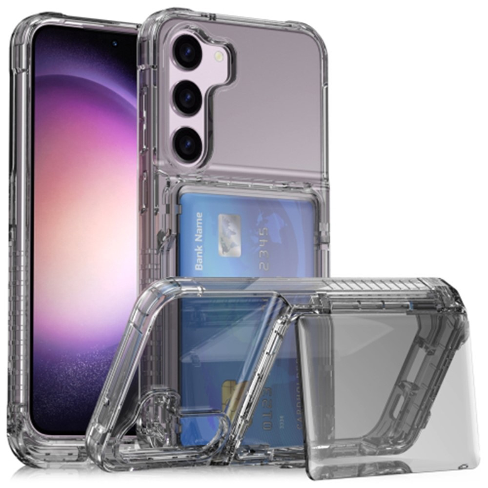 Samsung Galaxy S23 Hülle, Kartenhalter Mit Ständer, Transparent/schwarz