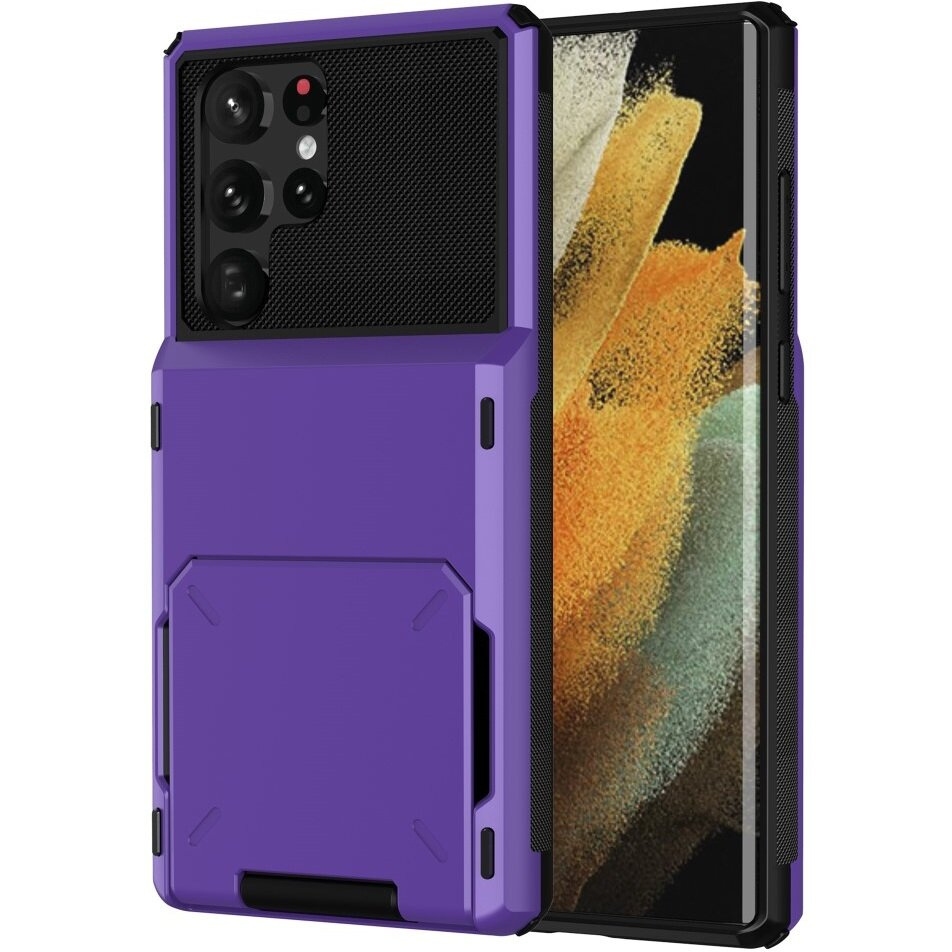 Schutzhülle Für Samsung Galaxy S24 Ultra, Kartenhalter, Lila