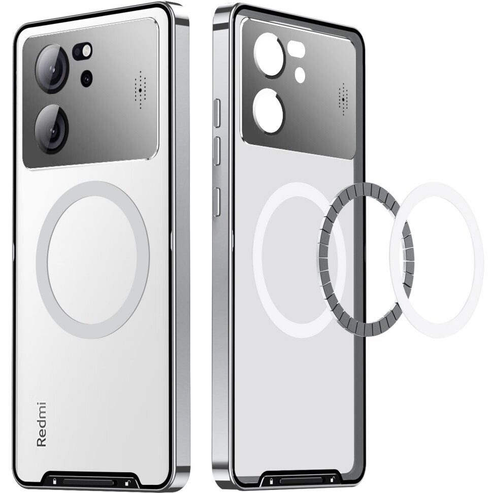 Schutzhülle Mit Kameraschutz Für Xiaomi 13t / 13t Pro, Camshield Magsafe, Transparent / Silber