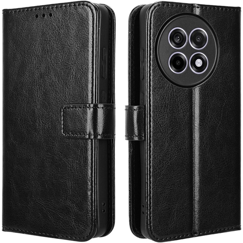 Crazy Horse Wallet Flip Case Für Oneplus 13r, Schwarz
