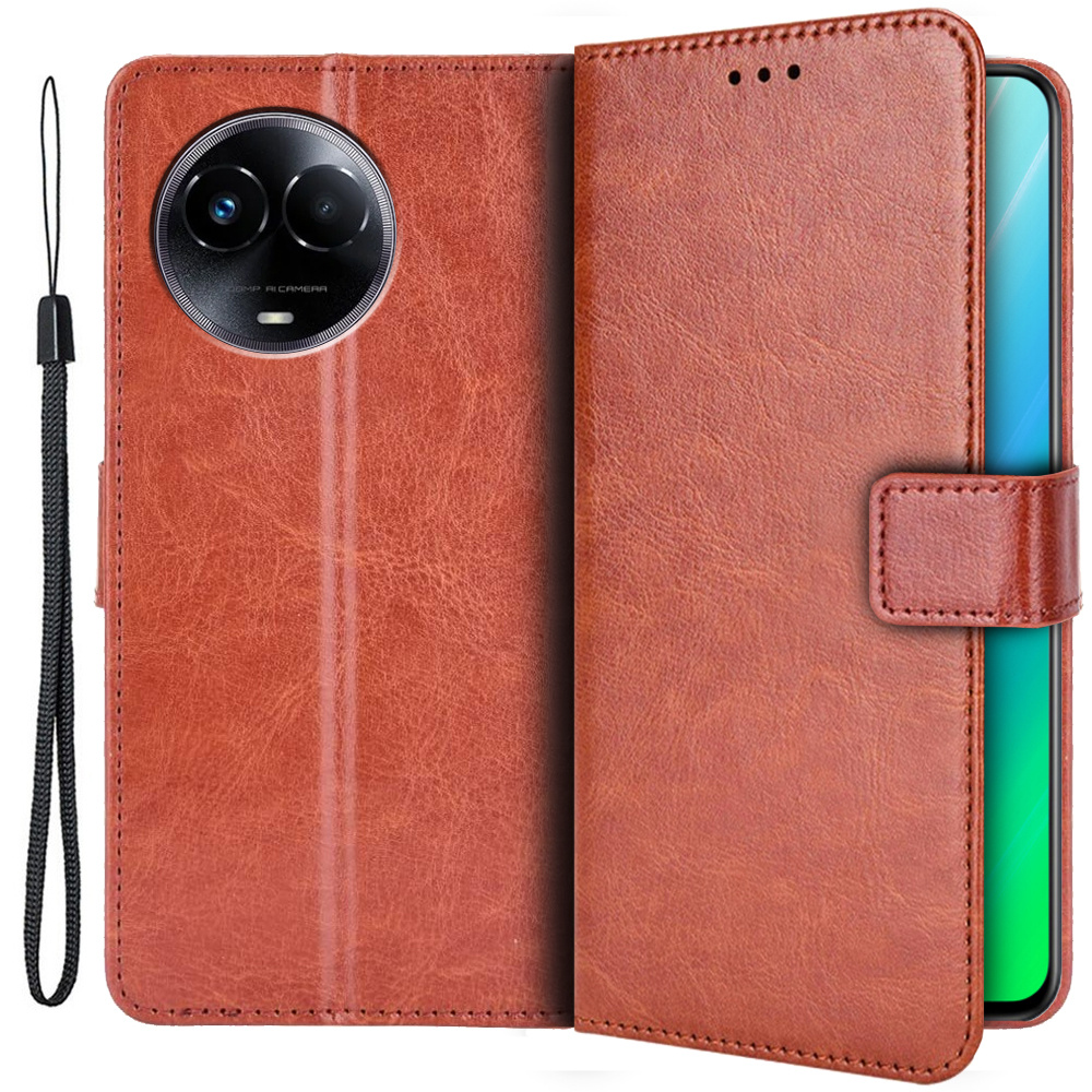 Realme 11 5g Crazy Horse Wallet Flip Case, Braun