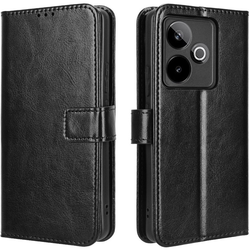 Flip Case Für Realme Gt 7 / 7t, Crazy Horse Wallet, Schwarz