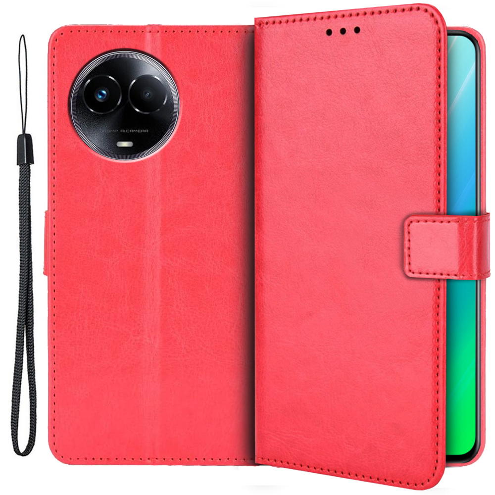 Realme 11 5g Crazy Horse Wallet Flip Case, Rot