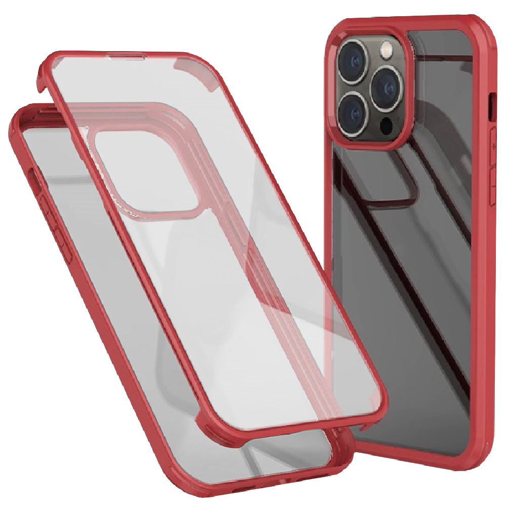 Schutzhülle Mit Gehärtetem Glas Und Tpu-rahmen Für Iphone 14 Pro Max, Rot