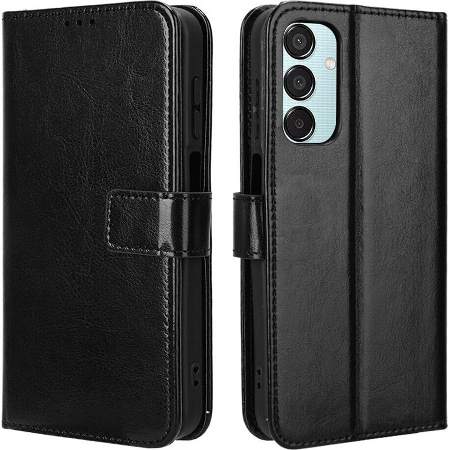 Klapphülle Für Samsung Galaxy M35, Crazy Horse Wallet, Schwarz