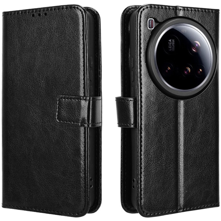 Flipcase Für Xiaomi 15 Ultra, Crazy Horse Wallet, Schwarz