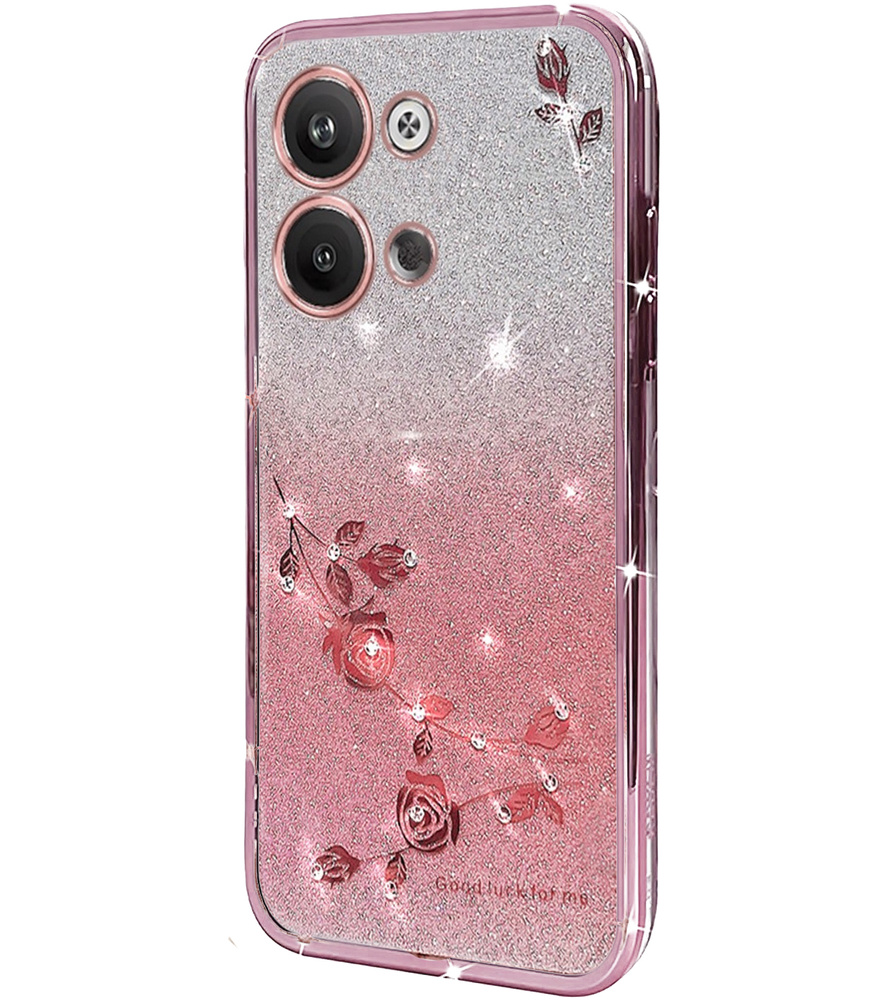 Infinix Note 30 Vip-hülle, Glitzerblume, Roségold
