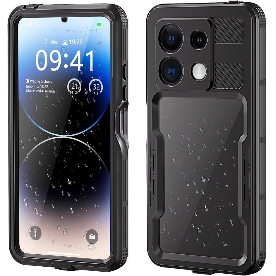 Ip68 Wasserdichte Hülle Für Xiaomi Redmi Note 13 Pro 5g, Rotpfeffer, Schwarz