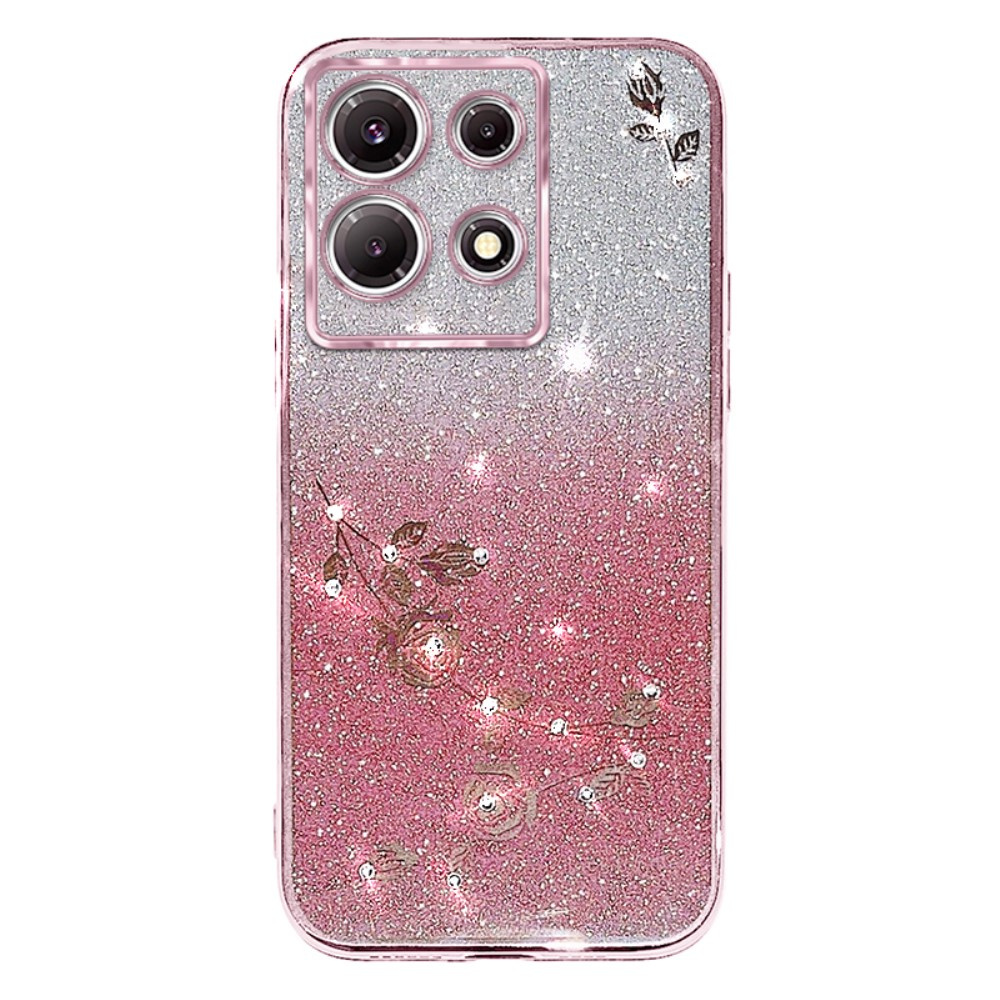Infinix Note 30 Pro 4g Hülle, Glitzerblume, Roségold