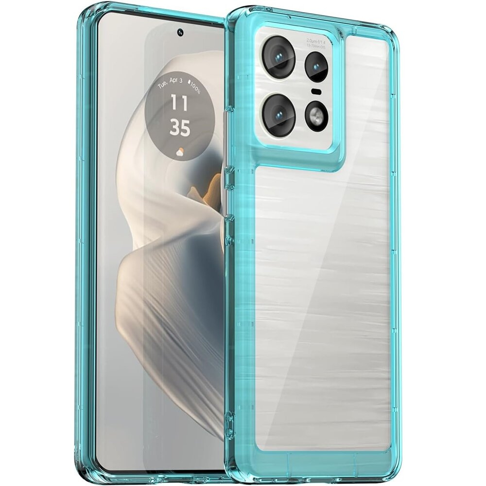 Motorola Edge 50 Pro Fusion Hybrid-hülle, Transparent/blau