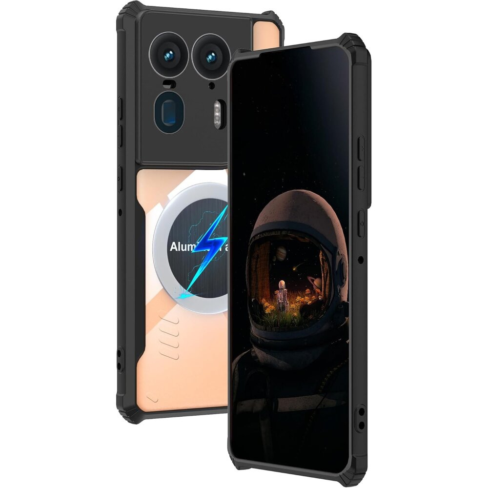 Schutzhülle Für Motorola Edge 50 Ultra, Mit Magnetplatte, Transparent/schwarz