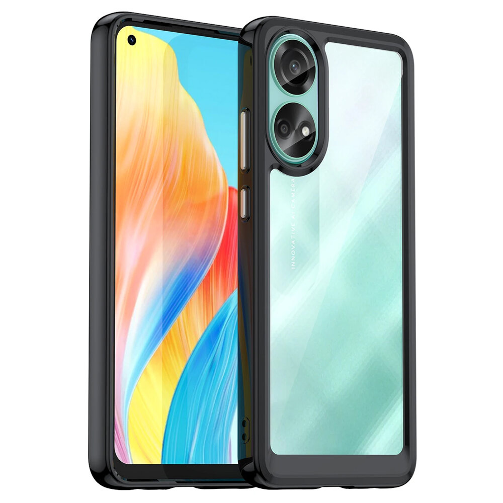 Oppo A58 4g Fusion Hybrid-hülle, Transparent/schwarz