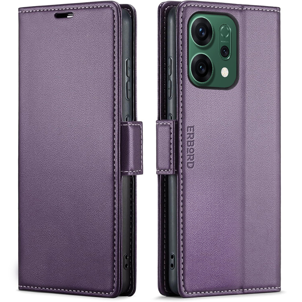 Oppo Reno 14 Hülle, Glänzendes Litschi, Klapphülle Mit Brieftaschenfunktion, Lila