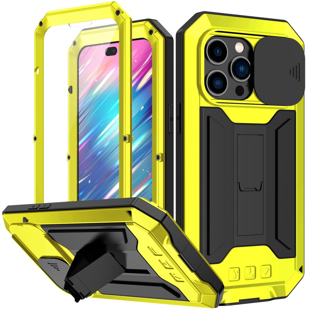 Iphone 14 Pro Hülle, R-just Camshield Slide, Robust, Gelb/schwarz
