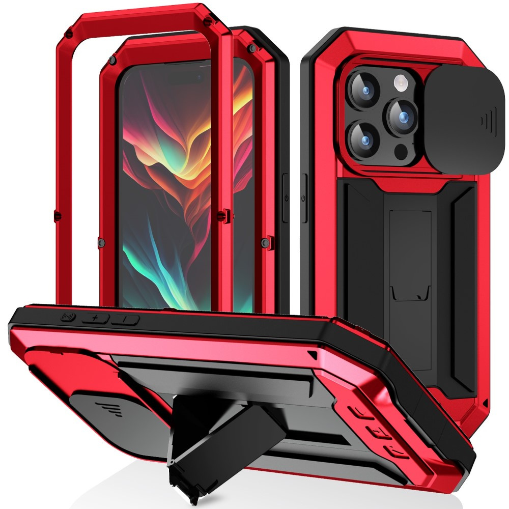 Iphone 15 Pro Max Hülle, R-just Camshield Slide, Gepanzert, Rot/schwarz