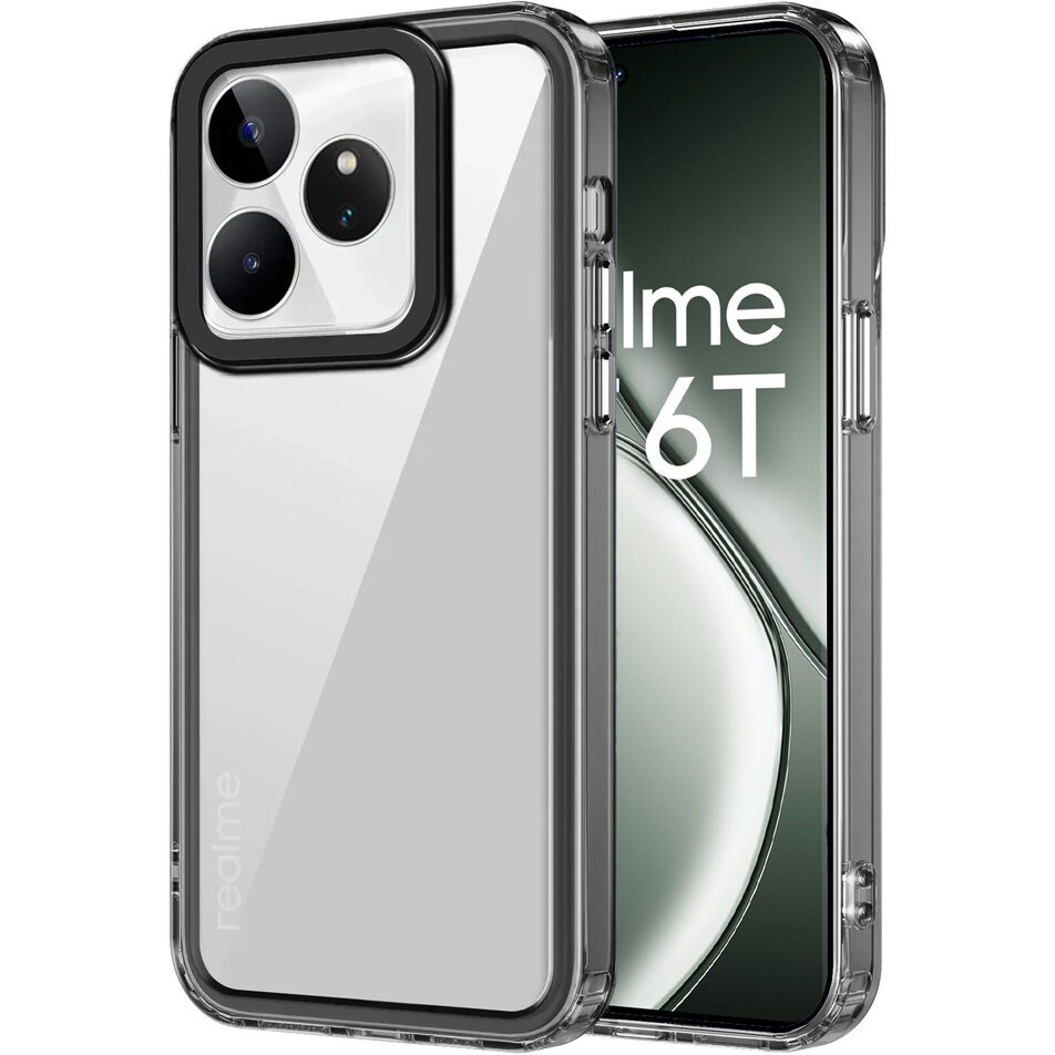 Realme Gt 6 / 6t Fusion Hybrid-hülle, Transparent / Schwarz