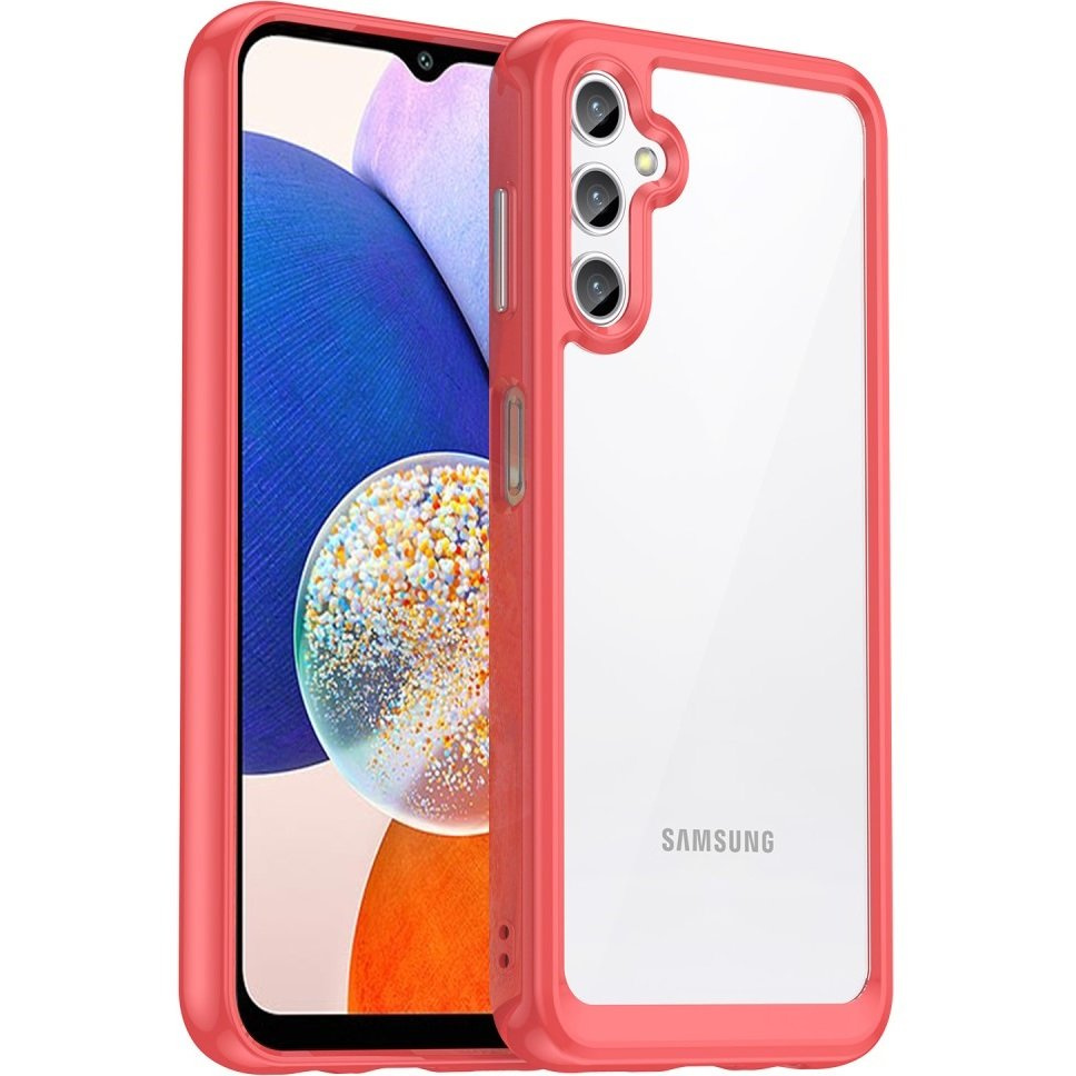 Samsung Galaxy A14 4g/5g Fusion Hybrid-hülle, Transparent/rot