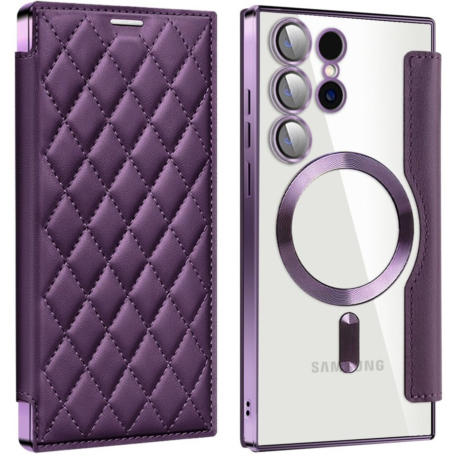 Samsung Galaxy S24 Ultra Flip-hülle, Rfid-geldbörse Magsafe Mit Kameraschutz, Lila