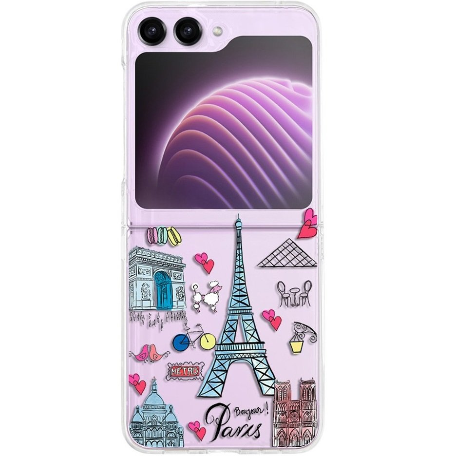 Schutzhülle Für Samsung Galaxy Z Flip 5 5g, Hartschalenetui, Buntes Paris