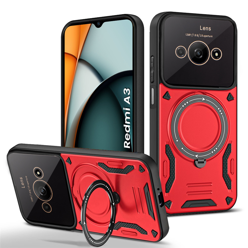 Gepanzerte Schutzhülle Für Xiaomi Redmi A3, Magnetring, Rot