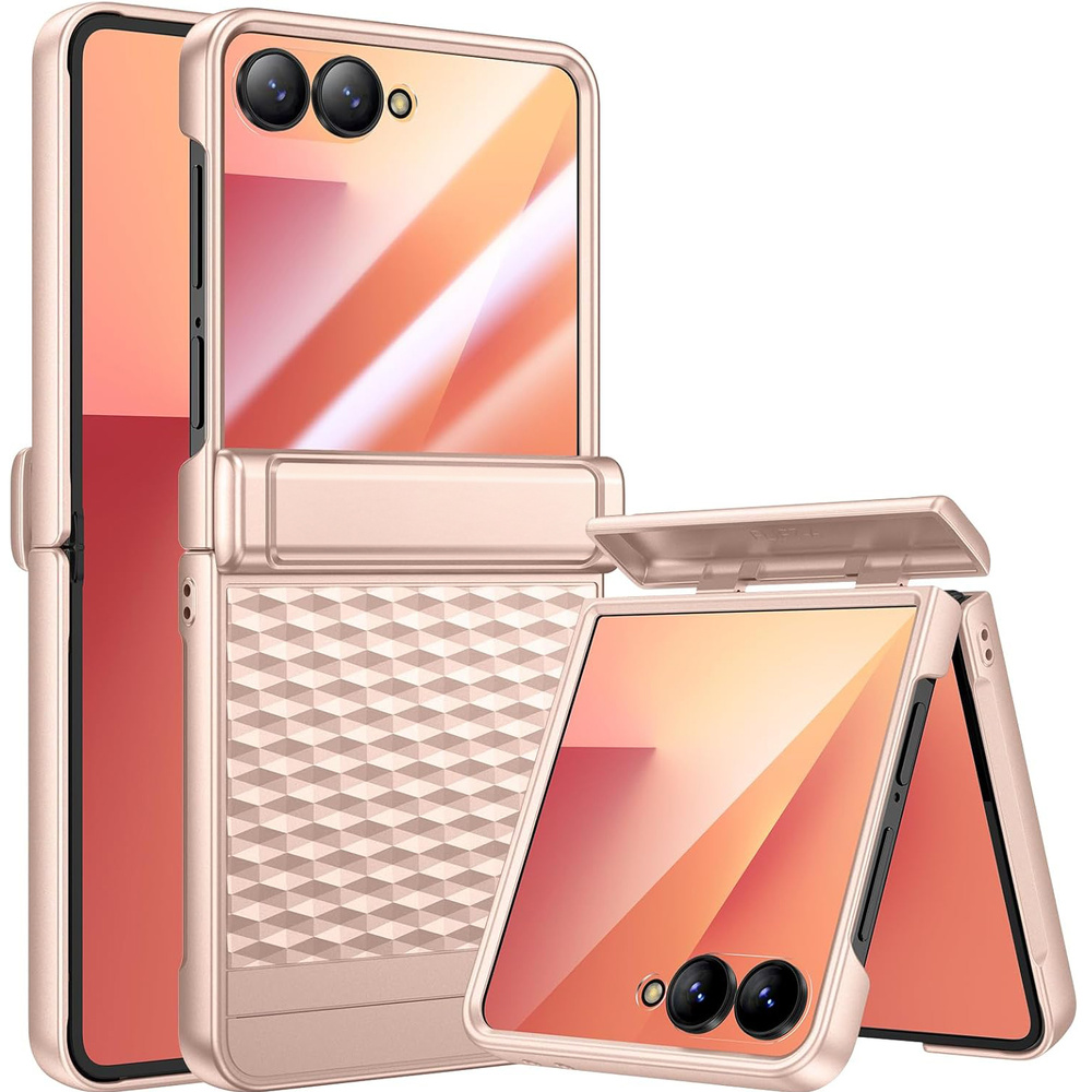 Schutzhülle Für Samsung Galaxy Z Flip7 5g, Pc-hülle, Mit Glas, Gold