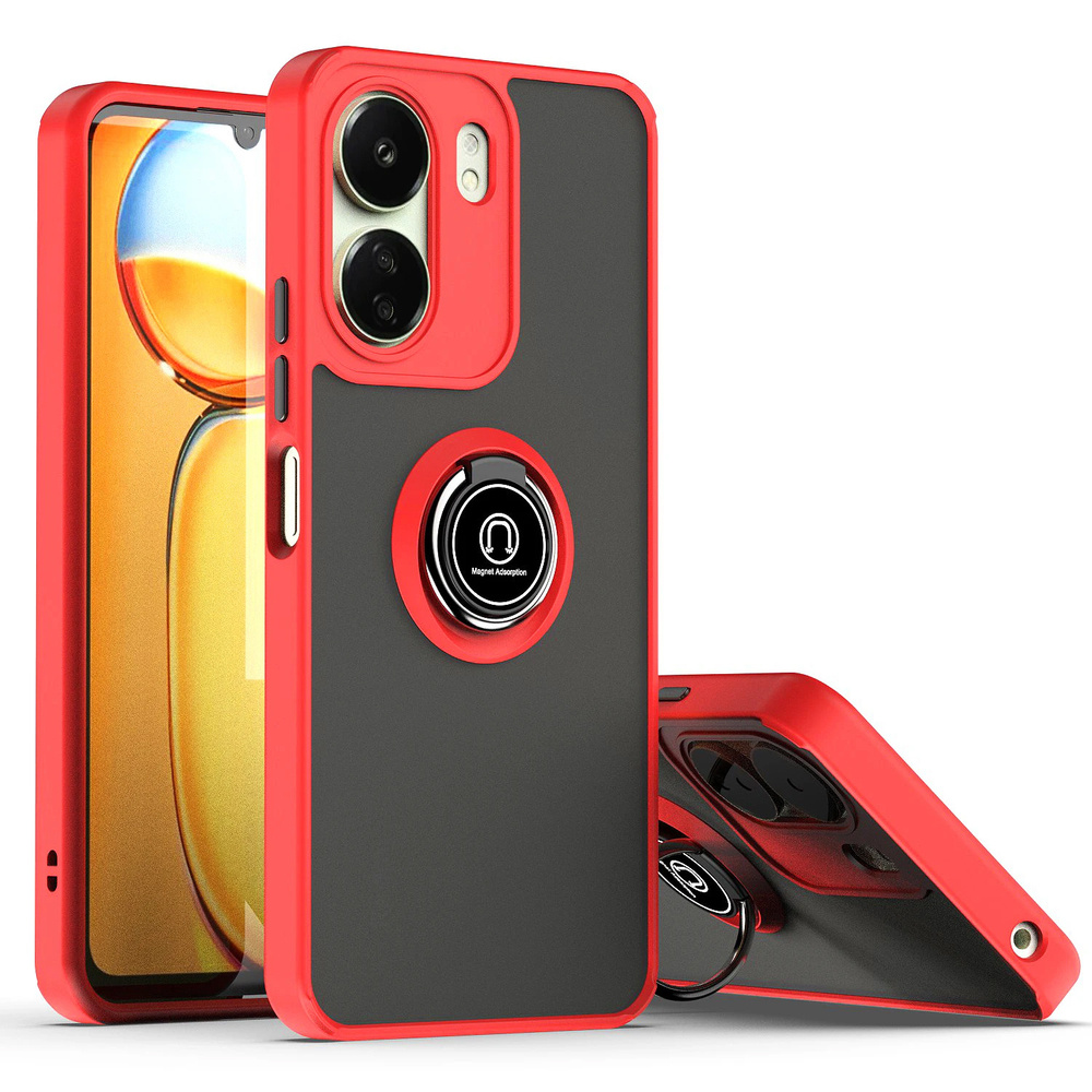 Schutzhülle Für Xiaomi Redmi 13c / Poco C65, Mattierter Ring, Rot