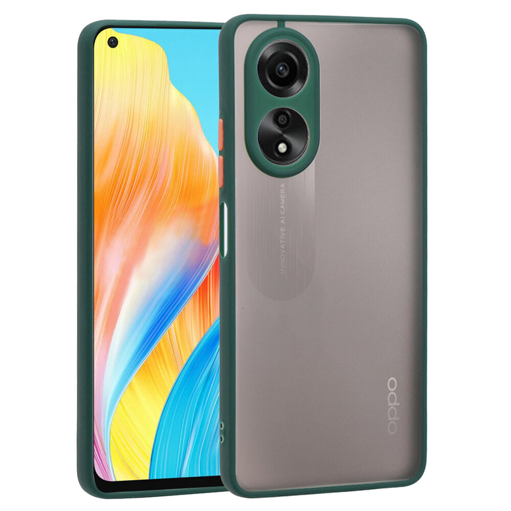 Silikonhülle Für Oppo A78 5g, Mit Kameraschutz, Transparent/grün