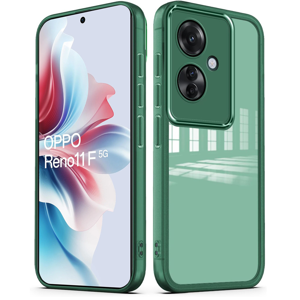 Silikonhülle Für Oppo Reno 11f 5g, Mit Kameraschutz, Transparent/grün