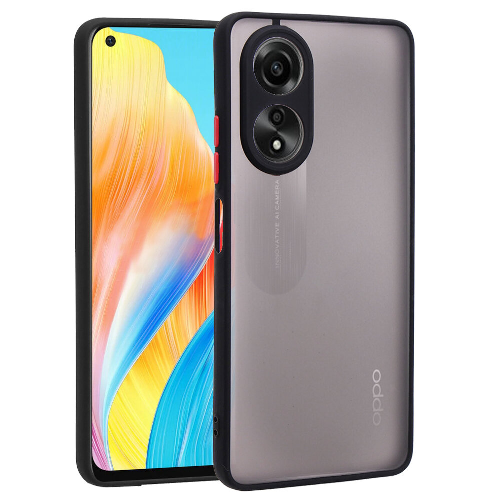 Silikonhülle Für Oppo A78 5g, Mit Kameraschutz, Transparent/schwarz
