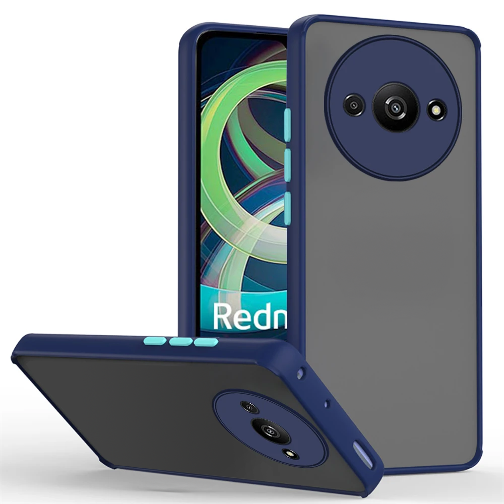 Silikonhülle Für Xiaomi Redmi A3, Mit Kameraschutz, Transparent/blau