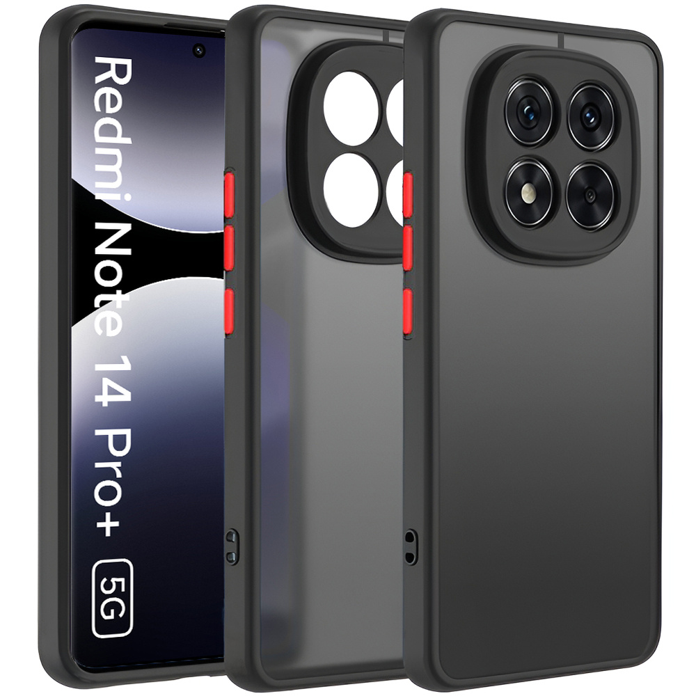Silikonhülle Für Xiaomi Redmi Note 14 Pro+ 5g, Mit Kameraschutz, Transparent/schwarz