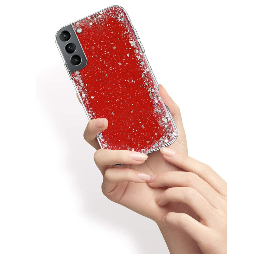 Glitzerhülle Für Samsung Galaxy S21+ Plus, Rot